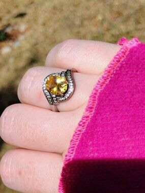 Oval Yellow Citrine Size 9.75 Silver Over Copper Fashion Ring